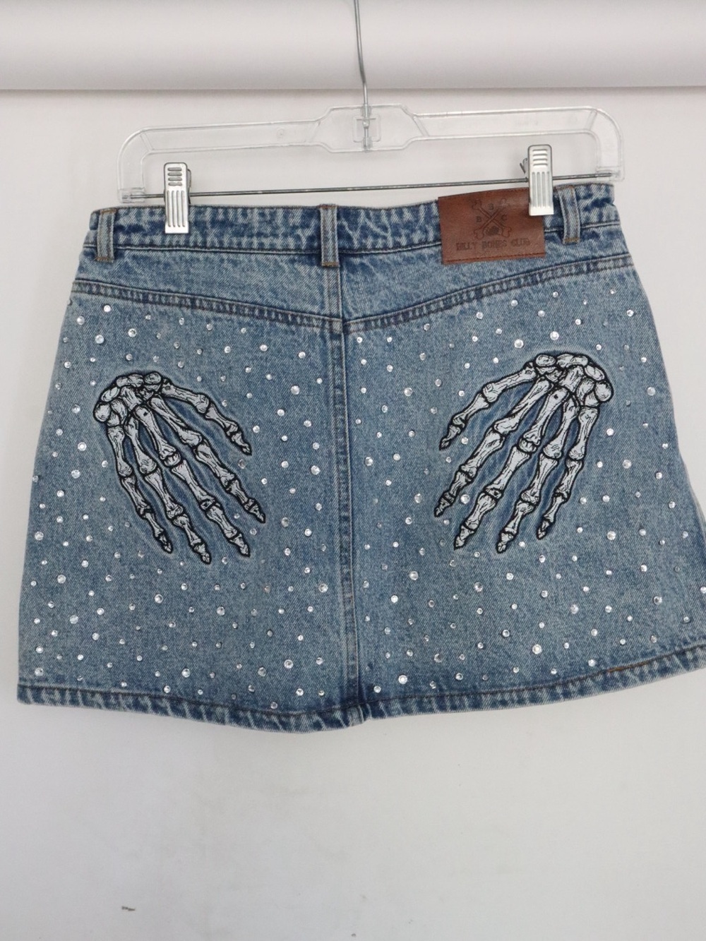 NWT Billy Bones Club Bedazzled Denim Mini Skirt